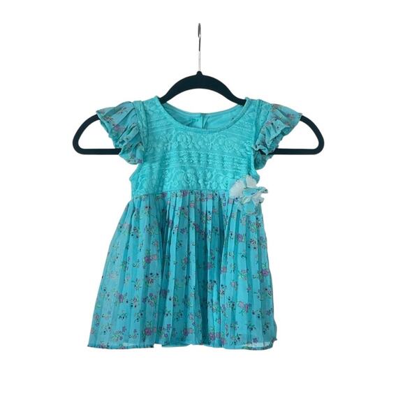 Girls Nannette Blue / Green Summer Dress Size 6 - Picture 1 of 8